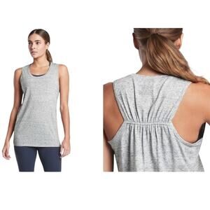 Athleta Drishti Textured Tank Top Grayish-Blue with Green Slub Dot Women's S